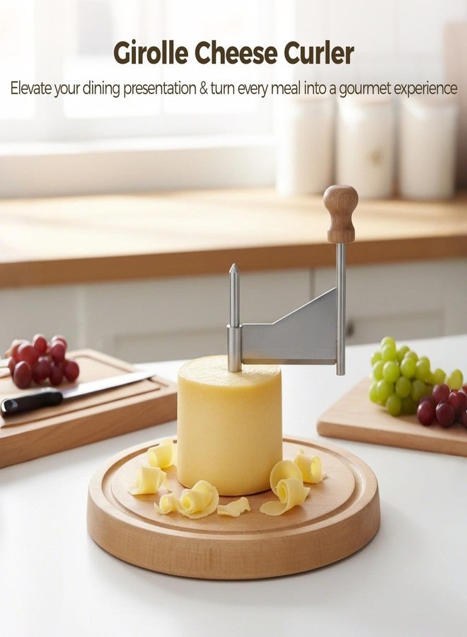 NIMBLOOM Cheese Curler Set, Tête de Moine Rotary Grater with Wood Base, Stainless Steel Manual Chocolate Shaver, Cheese Slicer, Ideal for Home Kitchens, Restaurants, Cafes, and Dessert Shops - Image 2