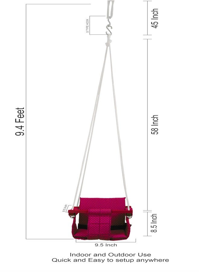 Mihad Swing for Kids - Baby Swing - Cotton Cloth and Wooden Hanging Swing for Babies - Indoor/Outdoor jhula for Baby. (Ruby Red) - Image 3