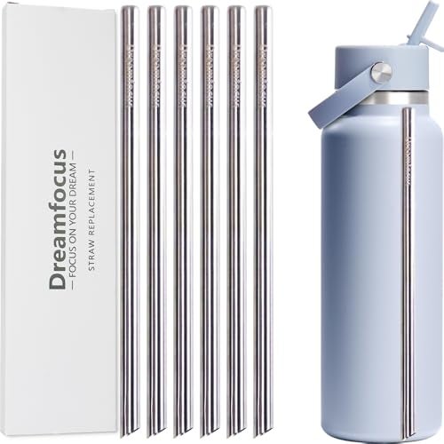 Dreamfocus Reusable Metal Straws Replacement Stainless Steel for Hydro Flask Wide Mouth Bottle 40 oz 6-Pack - Image 1