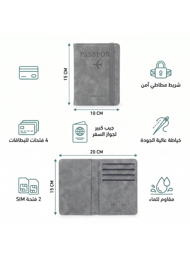 Premium Travel Wallet & Passport Holder with Elastic Band | Water-Resistant Organizer with 4 Card Slots & 2 SIM Pockets - Image 2
