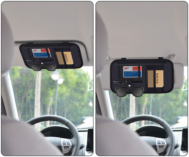 Wisdompro Car Sun Visor Organizer, Wisdompro Vehicle Interior Accessories Storage Pouch Auto Registration Holder with Elastic Strap for Sunglass, Documents, Cards, Pen, Drivers License, etc. (Black) - Image 5