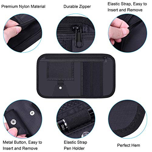 Wisdompro Car Sun Visor Organizer, Wisdompro Vehicle Interior Accessories Storage Pouch Auto Registration Holder with Elastic Strap for Sunglass, Documents, Cards, Pen, Drivers License, etc. (Black) - Image 4