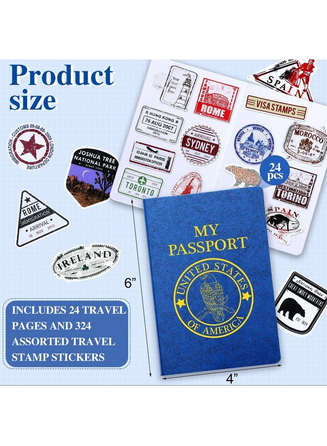Sureio كتاب جواز سفر للأطفال من Sureio يحتوي على 348 قطعة مع ملصقات سفر متنوعة لهدايا حفلات جواز السفر، دفاتر القصاصات، ملصقات الحائط، الحرف اليدوية، مستلزمات المدرسة، جوائز الألعاب، مجموعات للأولاد والبنات - Image 2
