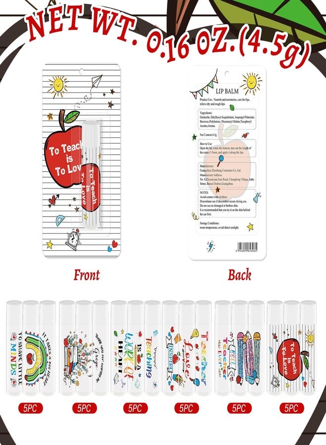 Nlicrst 30 Pack Teacher Appreciation Gifts Bulk Lip Balms Teacher Week Employee Staff Team Thank You Gifts Inspirational Graduation Party Gifts Lip Moisturizing Supplies - Image 2