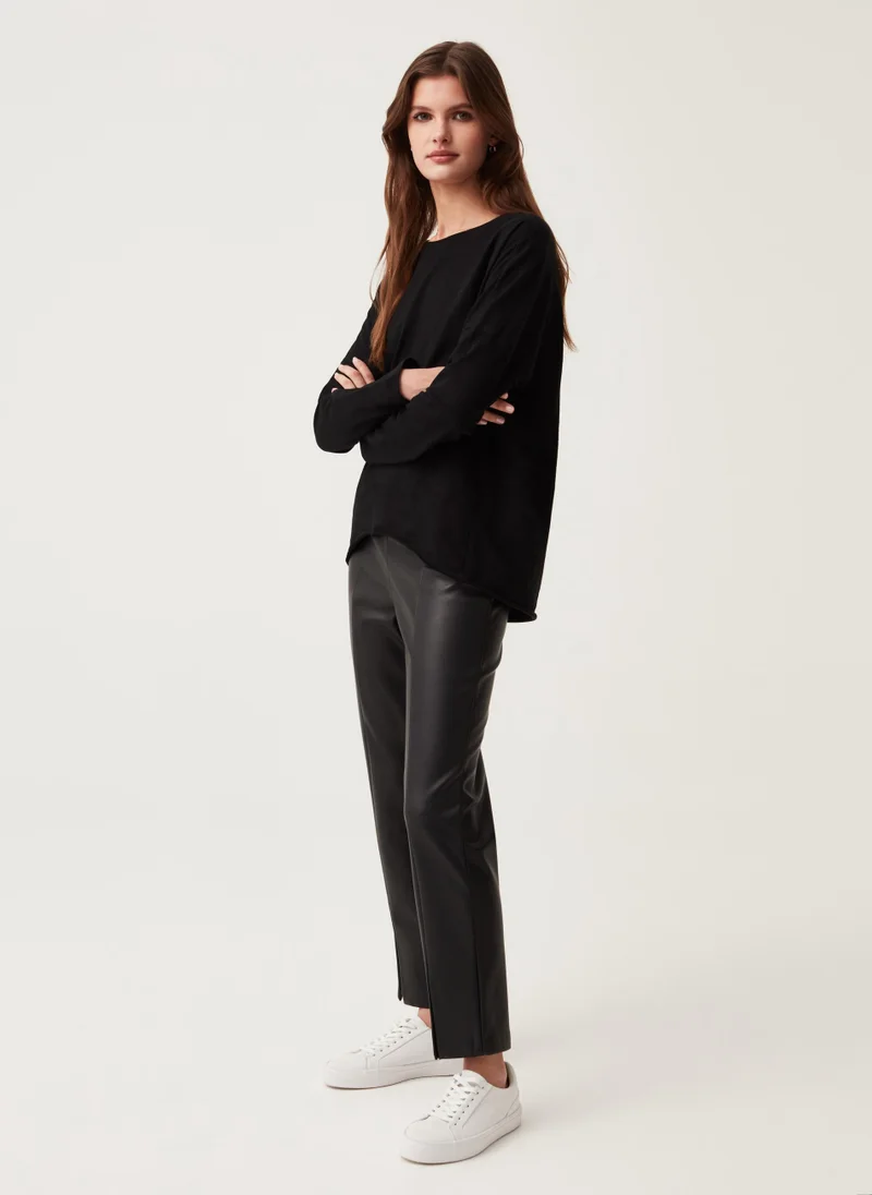 Ovs Ovs Long-Sleeved T-Shirt In Cotton Slub.