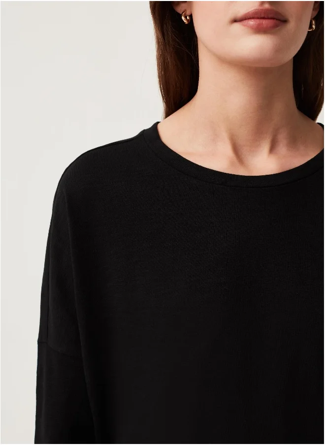 Ovs Ovs Long-Sleeved T-Shirt In Cotton Slub.