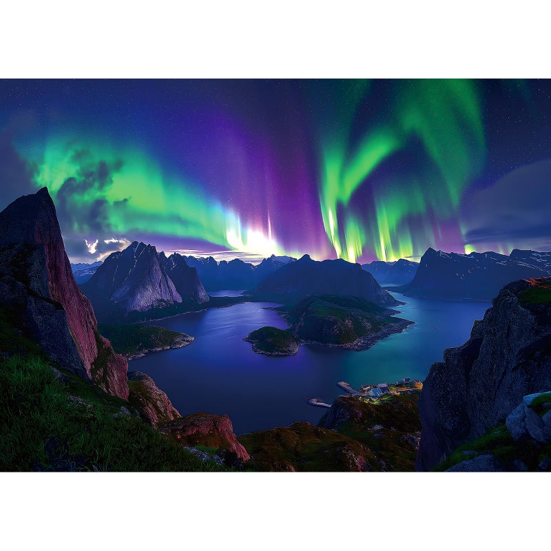 Blueforest 1000 Piece Aurora Jigsaw Puzzle for Adults 275x197 Inch Stunning Lofoten Islands Northern Lights Mountain Landscape Unique Art Puzzle for Home Decor - Image 3
