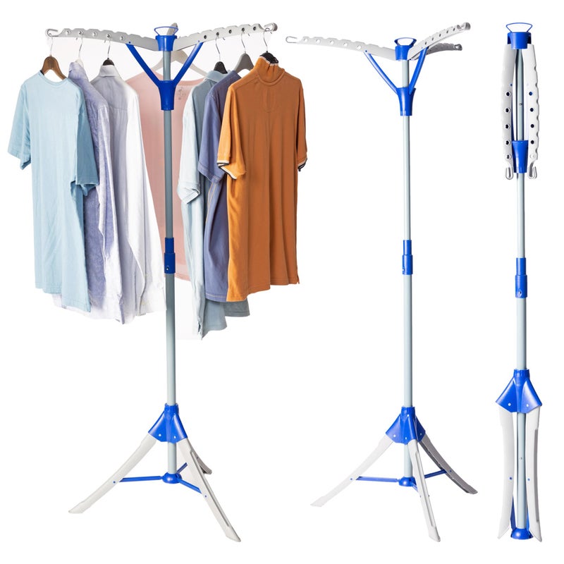 Homefront Clothes Rail Airer Dryer Portable Clothes Horse Hanger Tripod Design Folds Flat for Storage Easy Setup Indoor Outdoor Use 159cm High Max Capacity 15KG Holds 39 Hangers Medium