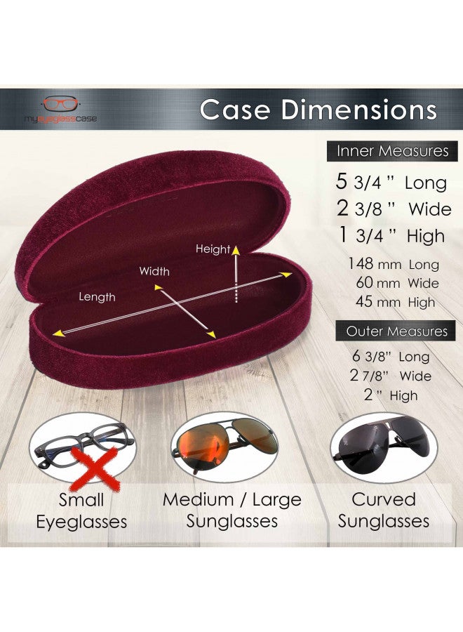 MyEyeglassCase Hard Sunglasses Case in Burgundy Distressed - Large Eyeglass Hard Shell with Microfiber Pouch & Cloth - Glasses Holder Case for Medium to Large Frames Men and Women (AS113 Burgundy)  - Image 3
