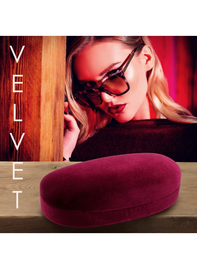 MyEyeglassCase Hard Sunglasses Case in Burgundy Distressed - Large Eyeglass Hard Shell with Microfiber Pouch & Cloth - Glasses Holder Case for Medium to Large Frames Men and Women (AS113 Burgundy)  - Image 1