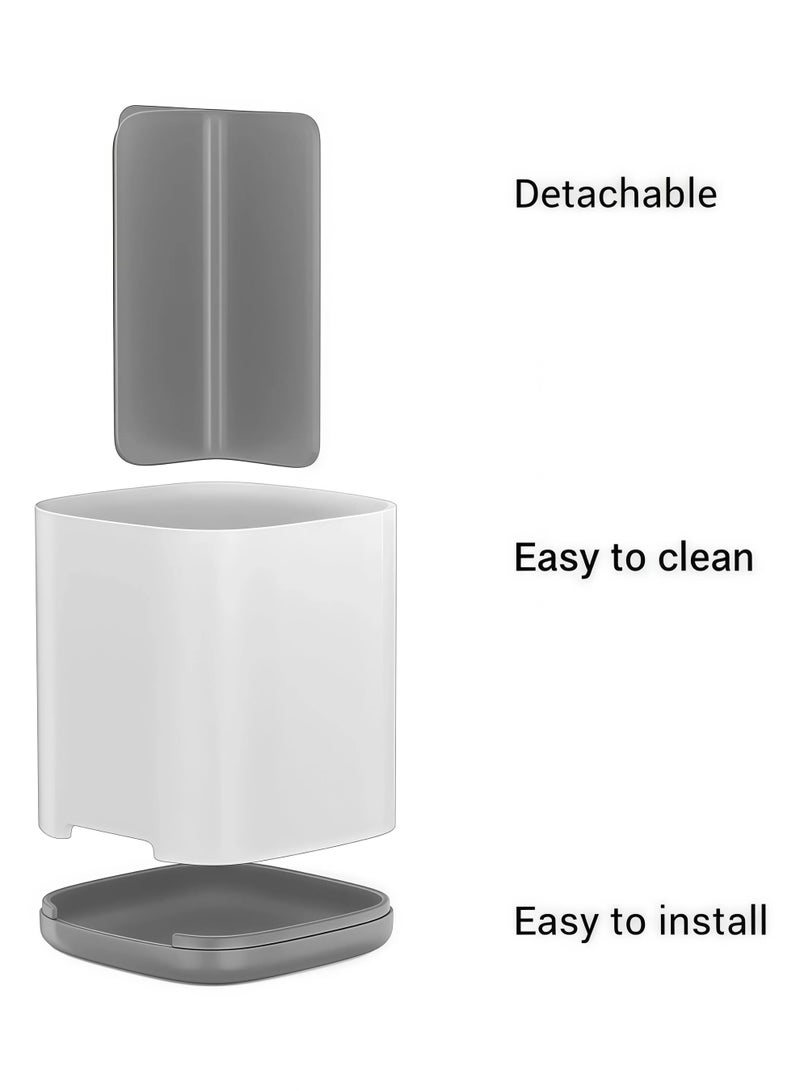 HOMESTAR Bathroom Toothbrush Holder,Compact Kitchen Cutlery Storage Rack,3 Compartments Multifunctional Storage,Bathroom Counter Organizer For Toiletry,Office Stationery,Toothpaste,Toothbrush,Cutlery,White/Grey 9*9*13 cm - Image 3