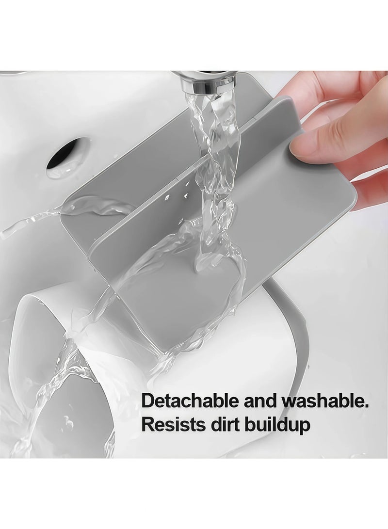 HOMESTAR Bathroom Toothbrush Holder,Compact Kitchen Cutlery Storage Rack,3 Compartments Multifunctional Storage,Bathroom Counter Organizer For Toiletry,Office Stationery,Toothpaste,Toothbrush,Cutlery,White/Grey 9*9*13 cm - Image 2