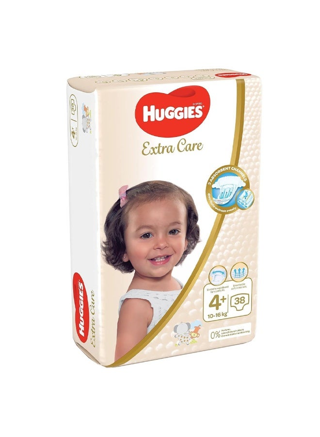 HUGGIES Extra Care Baby Diapers, Size 4+, For 10 -16 kg Baby, Pack of 38’s