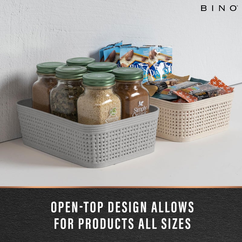 BINO | Woven Plastic Basket | XS (Natural), 5-Pack | THE JUTE COLLECTION | Home Organization, Space - Saving Storage, Stylish Design | Jute Basket | Plastic Storage Basket - Image 4
