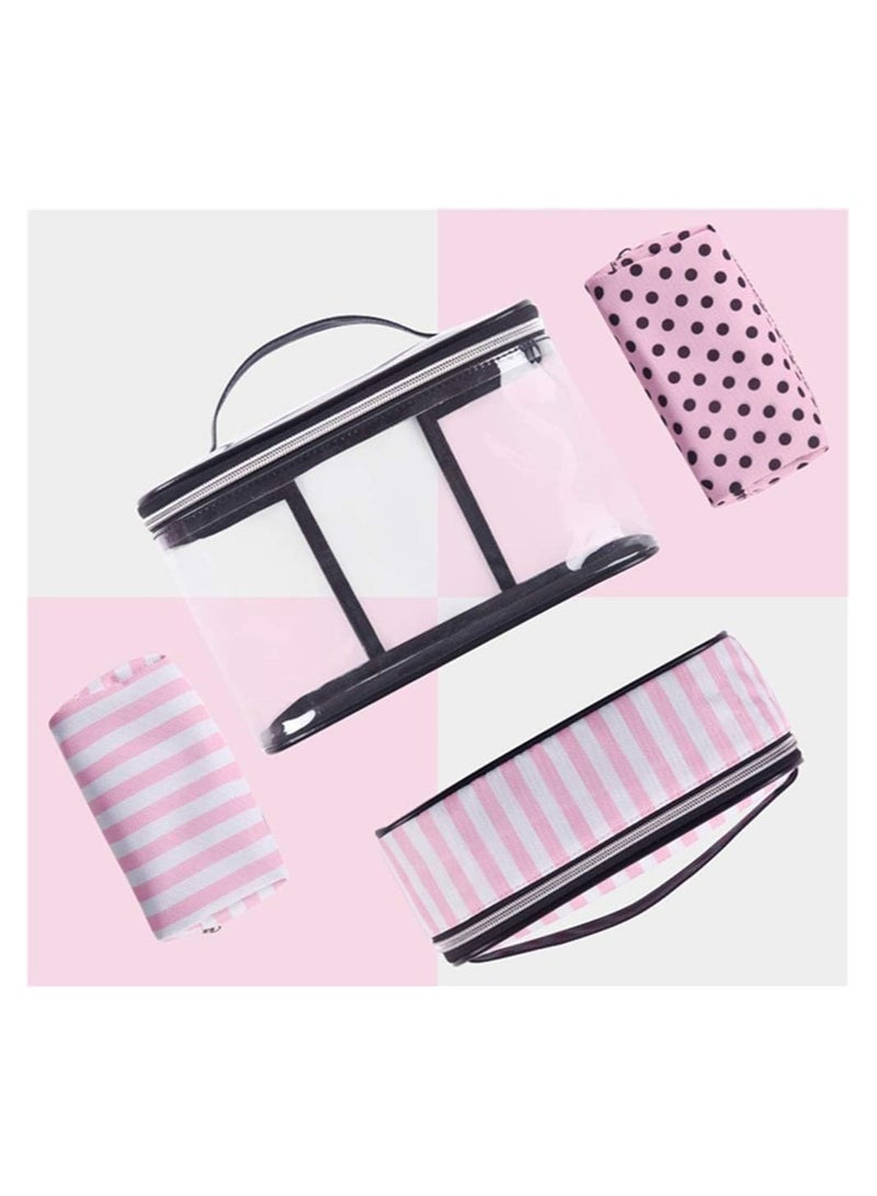 BLOOMING TIME 4 in 1 Travel Makeup Case, Professional Cosmetic Bag Portable Makeup Bag Organizer Large Makeup Boxes With 1 x Middle Bag, 2 x Small Bag for Women Girls (Pink) - Image 5