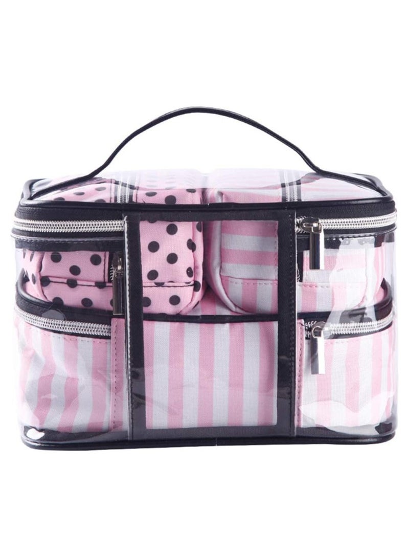 BLOOMING TIME 4 in 1 Travel Makeup Case, Professional Cosmetic Bag Portable Makeup Bag Organizer Large Makeup Boxes With 1 x Middle Bag, 2 x Small Bag for Women Girls (Pink) - Image 3