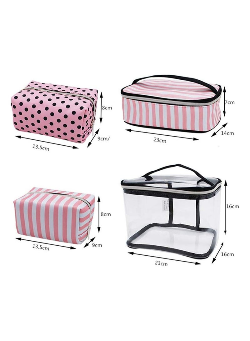 BLOOMING TIME 4 in 1 Travel Makeup Case, Professional Cosmetic Bag Portable Makeup Bag Organizer Large Makeup Boxes With 1 x Middle Bag, 2 x Small Bag for Women Girls (Pink) - Image 4