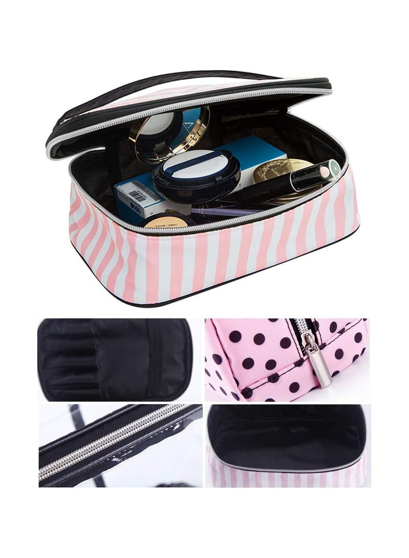 BLOOMING TIME 4 in 1 Travel Makeup Case, Professional Cosmetic Bag Portable Makeup Bag Organizer Large Makeup Boxes With 1 x Middle Bag, 2 x Small Bag for Women Girls (Pink) - Image 2