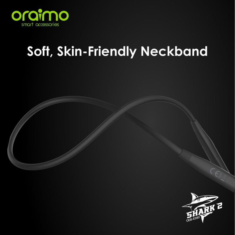 Oraimo BT5.0 Neckband Headphones 10mm Drivers Exceptional Audio Quality In-Line Remote - Lightweight Shark-Fin Earbuds with Microphone for All-Day Wear - Image 5