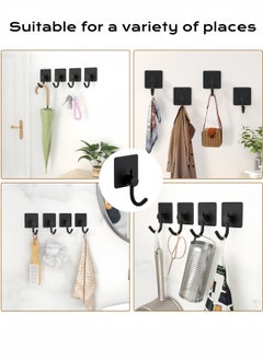 nihao 6-Piece Stainless Steel Coat And Robe Hook,Towel Hooks Heavy Duty Stick on Wall Hooks Shower Hooks for Bathroom Kitchen Door- Black  - Image 5