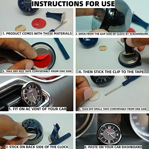 YOURKARTS.COM Stainless Steel Universal Car Dashboard Analog Clock – AC Vent Clip & 3M Tape Included | Stylish Car Decor & Timepiece | car Accessories 2025 AC Vent Analog Clock - Image 4
