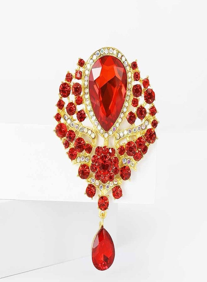 Ezing 4Pcs Brooch Lot with Large Big Size Rhinestone Crystal Fashion Jewelry (v) - Image 5