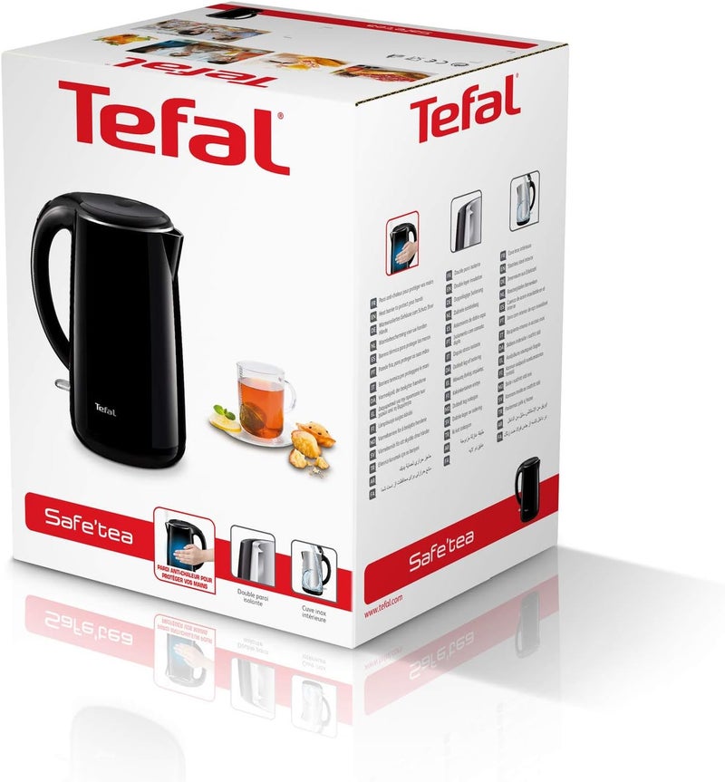 T-fal TEFAL Kettle | SAFE'TEA 1.7 Litre Electric Kettle | 1800 W | Double Layer | 360° rotational base | Automatic switch OFF | Black | 2 Years Warranty | KO260865 - Image 2