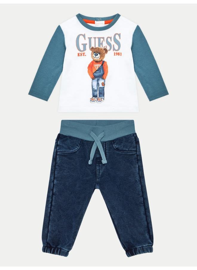 GUESS - Kids Printed T-Shirt & Knit Denim Set - Image 1