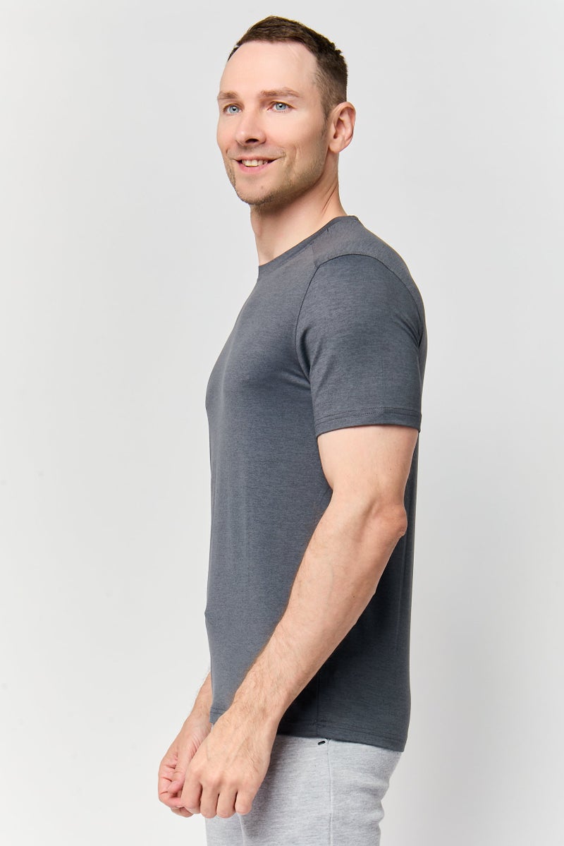 MOTION Men Sportswear Fit Short Sleeve Outdoor T-Shirt, Dark Grey - Image 3