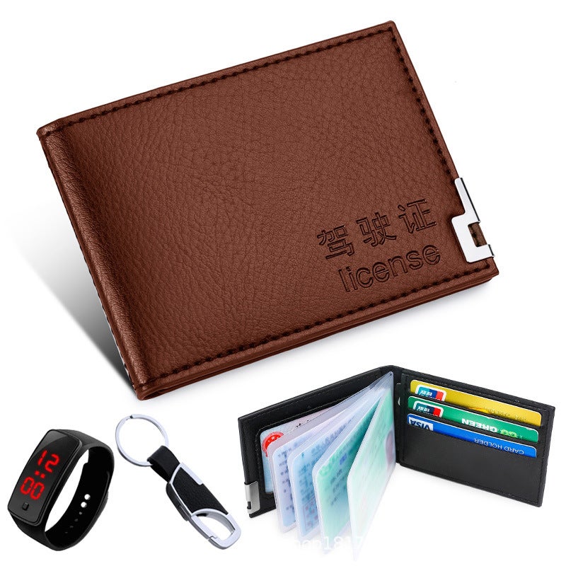 Genuine Leather Driving License Cover Unisex Luxury "Brown + sports bracelet + Key Chain] 