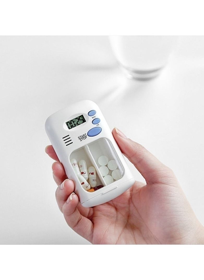 Generic - Mini Portable Pill Reminder Alarm Timer Electronic Box Organizer LED Display Alarm Clock - Image 1