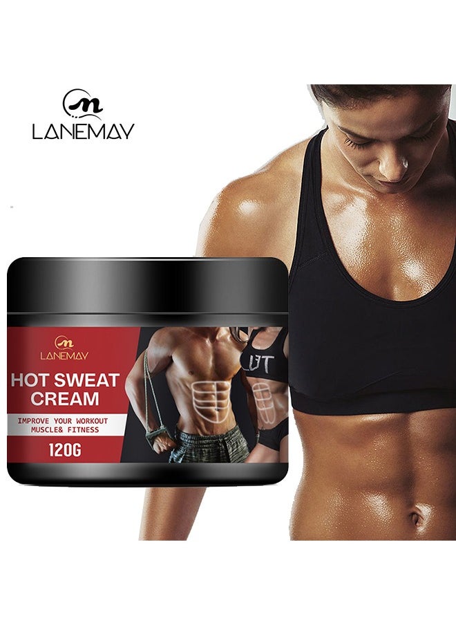 LANEMAY - Hot Sweat Cream, Fat Burning Cream for Belly, Slim Shaping Workout Enhancer Gel for Women and Men, Tummy Slimming Cream &Cellulite Treatment for Thighs, Legs, Abdomen, Arms and Buttocks 120g - Image 1