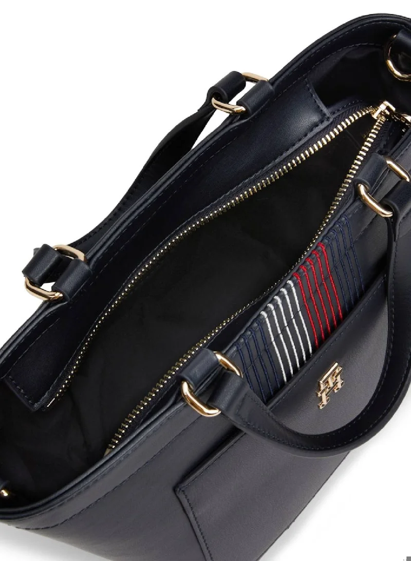 TOMMY HILFIGER Women's TH Distinct Mini Tote Bag - Faux Leather, Blue