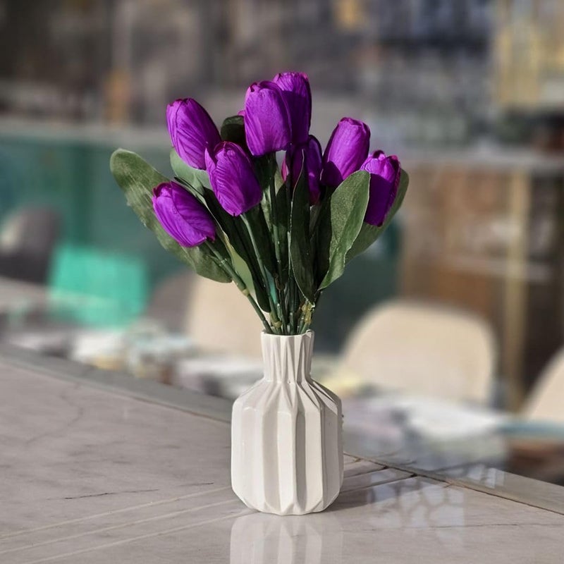 Satyam Kraft SATYAM KRAFT 1 Bunch Artificial Tulip Lily Flower Sticks for Home Decor, Bedroom, Office, Living Room, Table Decor, Wedding, Anniversary Decoration (Without Vase Pot) (Purple)  - Image 1