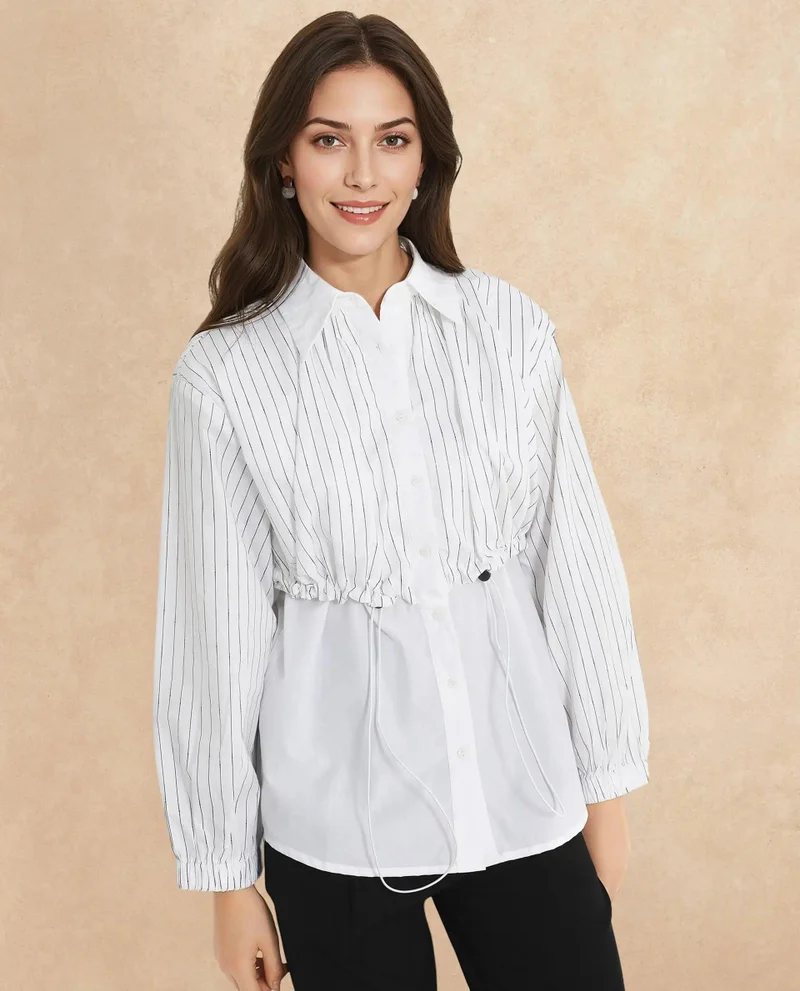 Rareism Women's Panelled Color Block Shirt