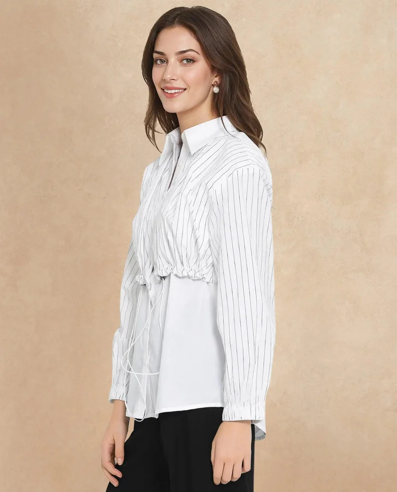 Rareism Women's Panelled Color Block Shirt