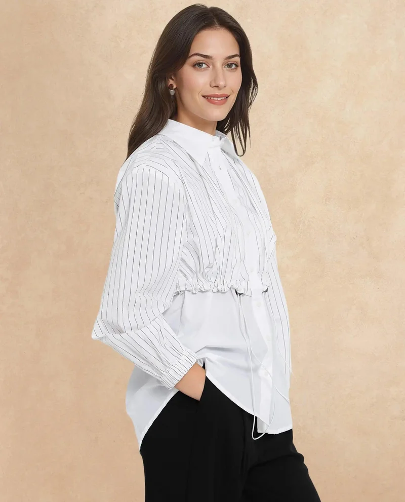 Rareism Women's Panelled Color Block Shirt