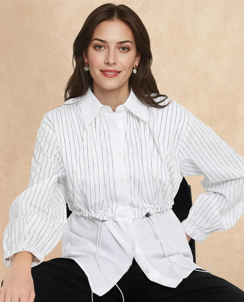 Rareism Women's Panelled Color Block Shirt