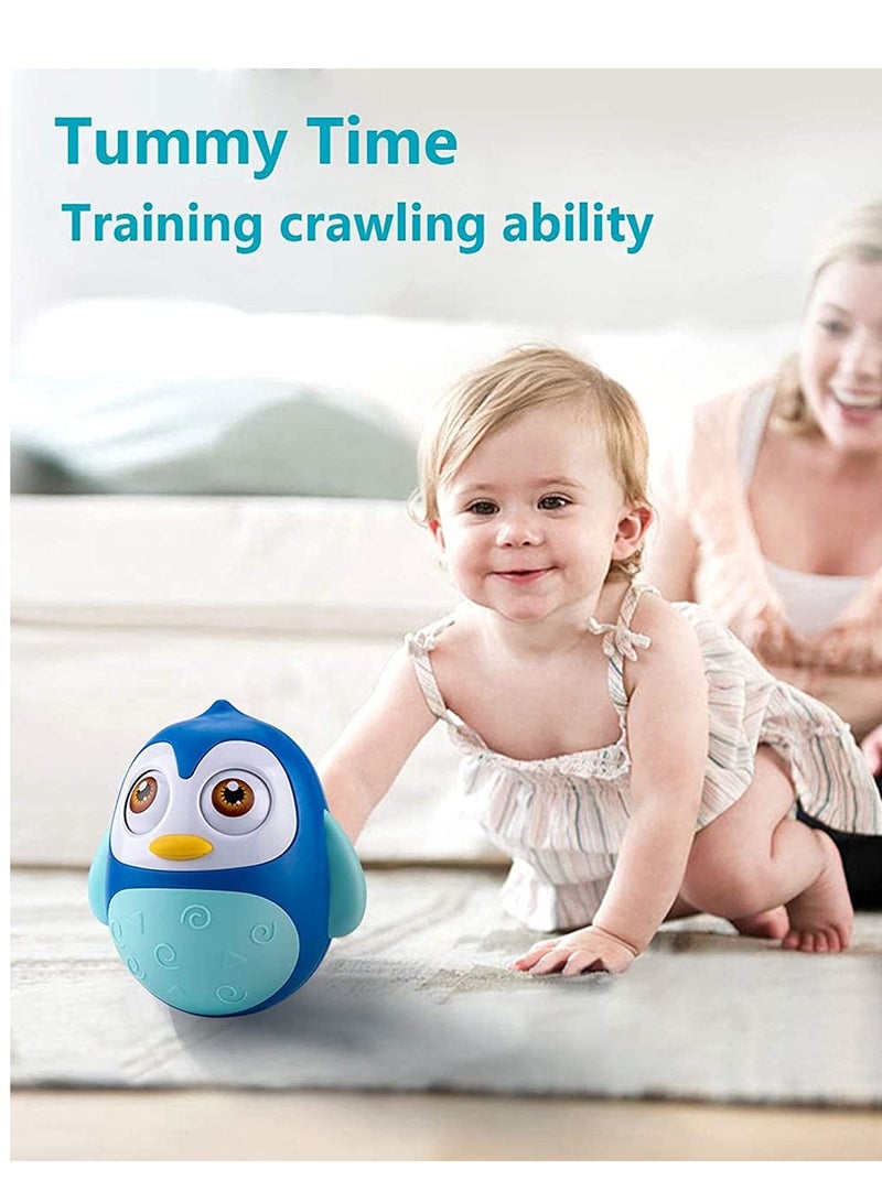 Baby Toys 6 To 12 Months Developmental, Tummy Time Toys, Penguin Tumbler Wobbler for Infant Boy Girl Gifts Toy with Soothing Tinkling Sound, Perfect Sensory Toy for Children Blue - Image 2