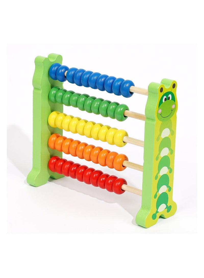 Beauenty wooden Abacus Frame Learning Tool Growth Toy Beads Educational Counting Toy Abacus Math Thinking Abacus Counting Toy,for Preschool Learning, Learning Mathematics Abacus (Green Abacus) - Image 1