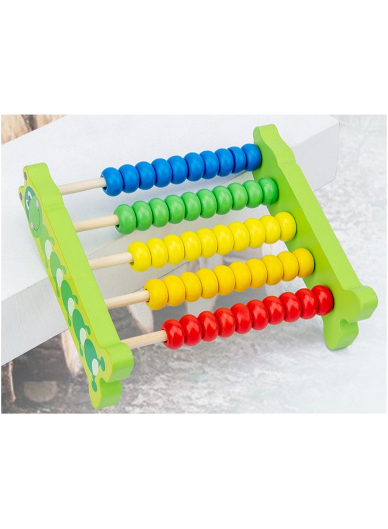 Beauenty wooden Abacus Frame Learning Tool Growth Toy Beads Educational Counting Toy Abacus Math Thinking Abacus Counting Toy,for Preschool Learning, Learning Mathematics Abacus (Green Abacus) - Image 3