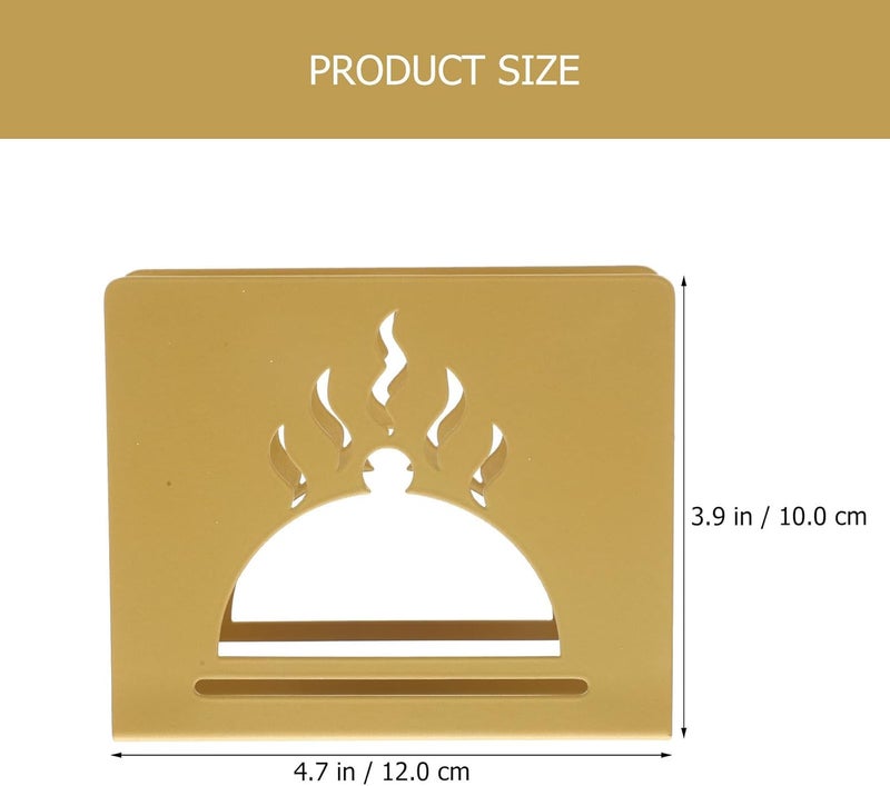 Metal Napkin Holder Tissue Rack Hollow Style Tabletop Napkin Dispenser for Coffee Shops and Home Kitchen, Gold Color Standing Metal Paper Towel Holder for Beverage Bars - Image 2