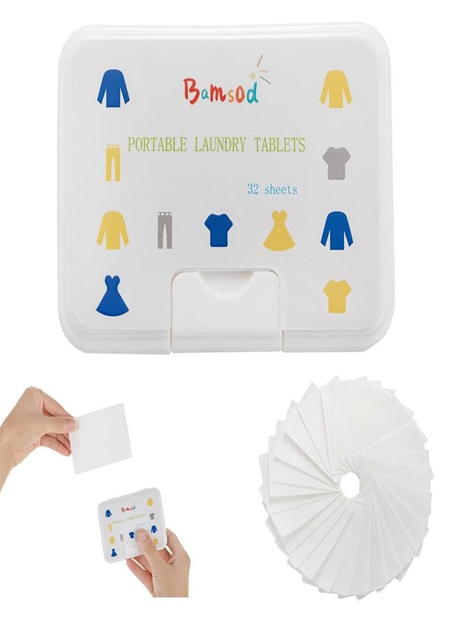 Bamsod Portable Laundry Sheets,Travel-Sized Laundry Detergent for Sink Washing, Soap Sheets for Travel,32 Loads / 1 Pack - Image 1