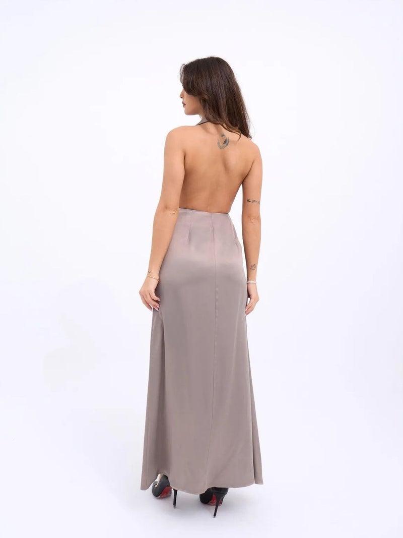 Jane's JANES Satin Halter Neck Drape Dress - Image 3