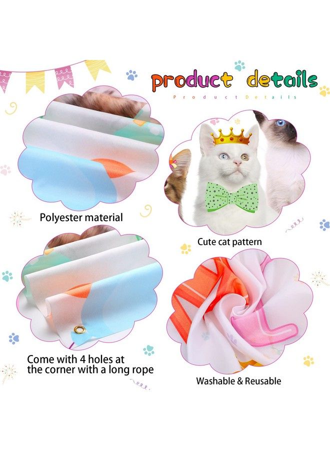 Tallew Cat Happy Birthday Backdrop Meow Kitten Photography Background Cat Birthday Party Supplies Cat Party Decorations Photo Backdrop For Pets Cat Owner Children Kids Cat Theme Birthday Party - Image 4
