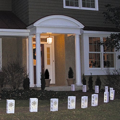 LumaBase Battery Operated LED Luminaria Kit, Snowflake - Set of 12 - Image 2