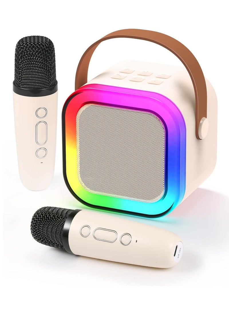 Raxoom Mini Karaoke Machine for Kids Adults, Portable Bluetooth Karaoke Speaker with 2 Wireless Mics and LED Color Lights, Home Birthday Party for Girls/Boys Ages 4, 5, 6, 7, 8, 9, 10,11,12+ - Image 1
