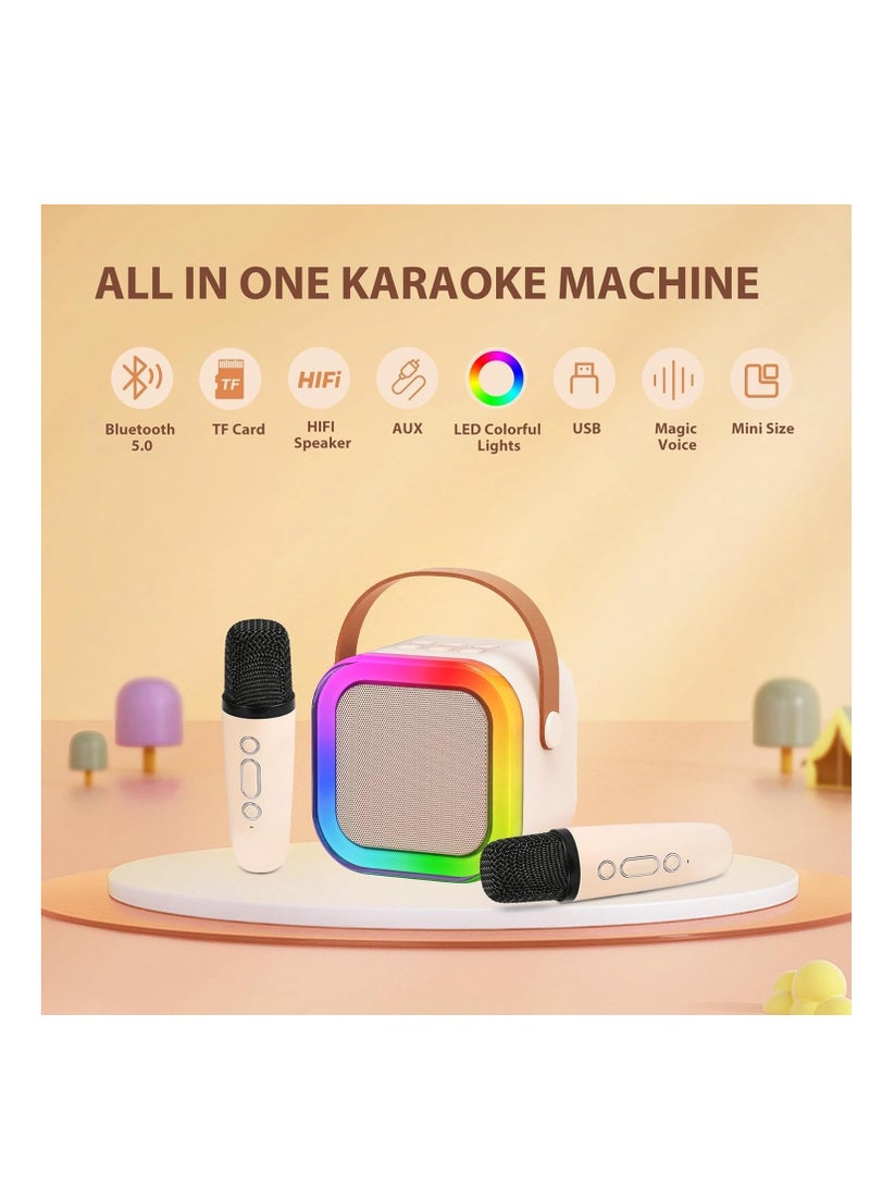 Raxoom Mini Karaoke Machine for Kids Adults, Portable Bluetooth Karaoke Speaker with 2 Wireless Mics and LED Color Lights, Home Birthday Party for Girls/Boys Ages 4, 5, 6, 7, 8, 9, 10,11,12+ - Image 3