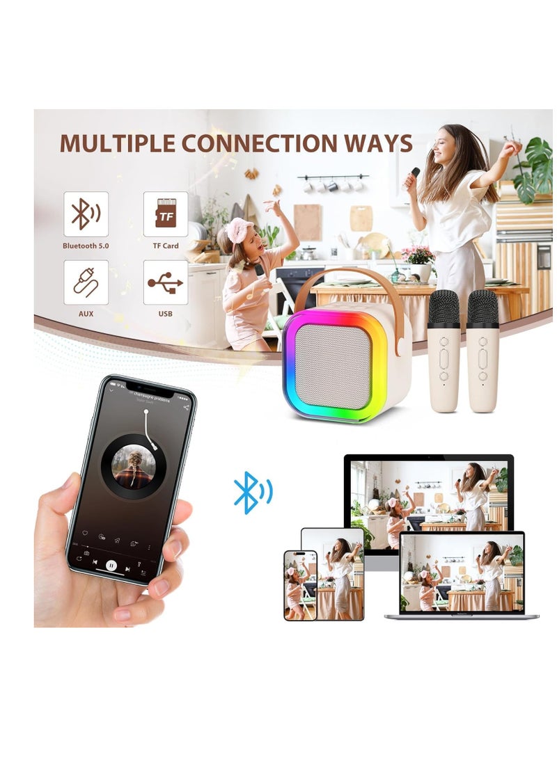 Raxoom Mini Karaoke Machine for Kids Adults, Portable Bluetooth Karaoke Speaker with 2 Wireless Mics and LED Color Lights, Home Birthday Party for Girls/Boys Ages 4, 5, 6, 7, 8, 9, 10,11,12+ - Image 4