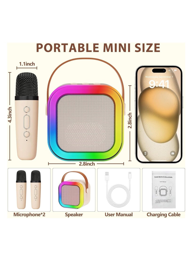 Raxoom Mini Karaoke Machine for Kids Adults, Portable Bluetooth Karaoke Speaker with 2 Wireless Mics and LED Color Lights, Home Birthday Party for Girls/Boys Ages 4, 5, 6, 7, 8, 9, 10,11,12+ - Image 5